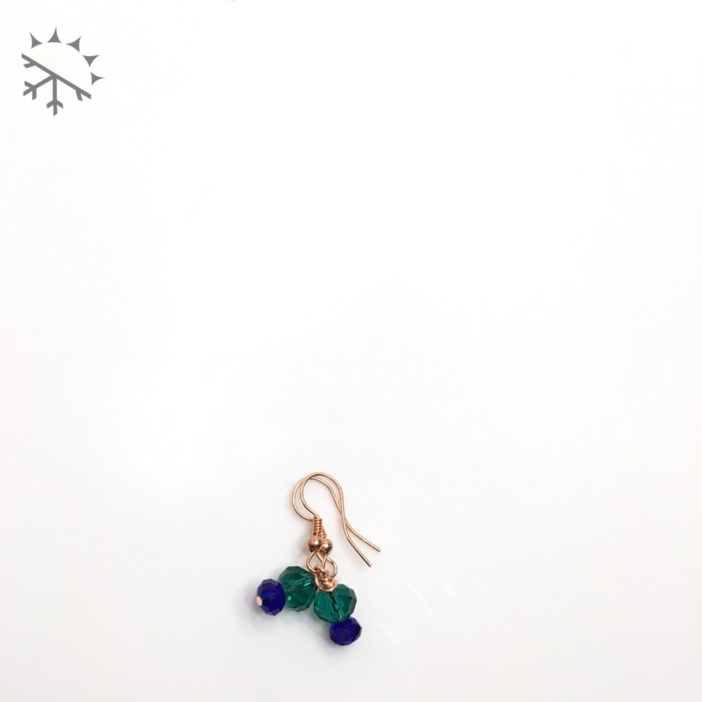 Teal & Blue Crystal & Copper Small Earrings - Picture 4 of 6
